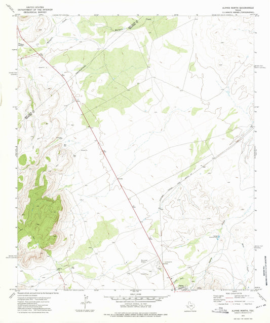 Classic USGS Alpine North Texas 7.5'x7.5' Topo Map Image