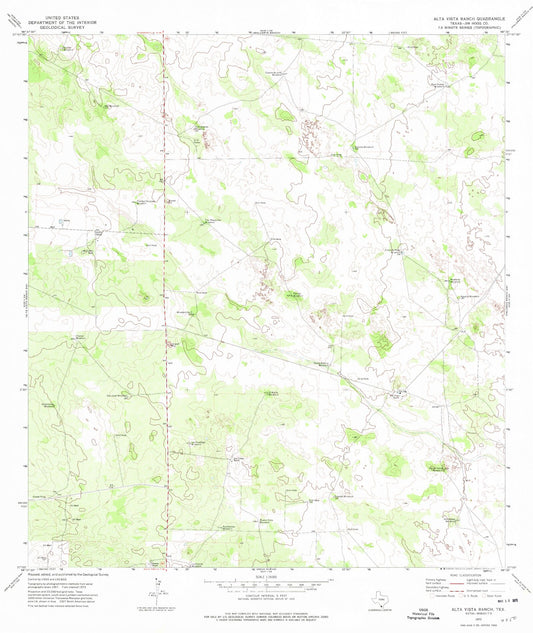 Classic USGS Alta Vista Ranch Texas 7.5'x7.5' Topo Map Image