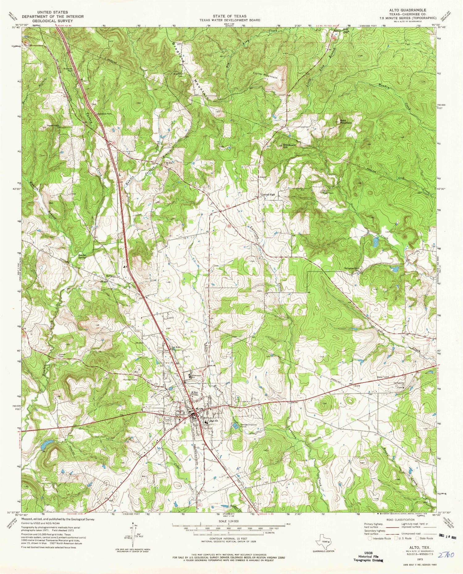 Classic USGS Alto Texas 7.5'x7.5' Topo Map Image