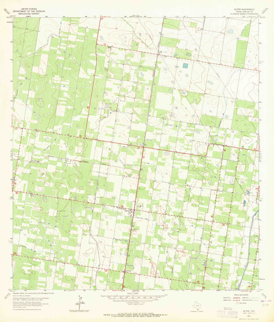 Classic USGS Alton Texas 7.5'x7.5' Topo Map Image