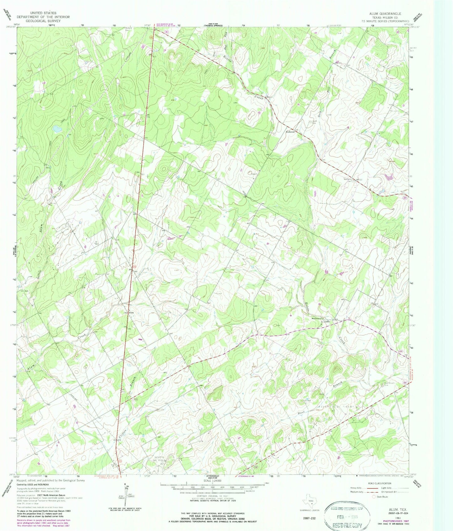 Classic USGS Alum Texas 7.5'x7.5' Topo Map Image