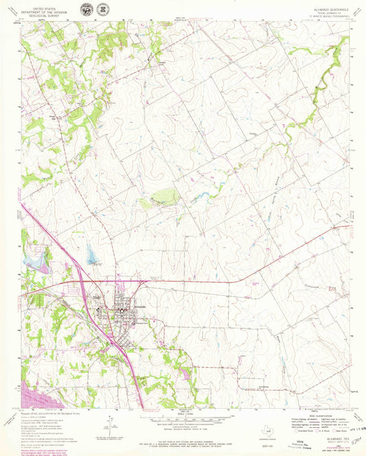 Classic USGS Alvarado Texas 7.5'x7.5' Topo Map Image