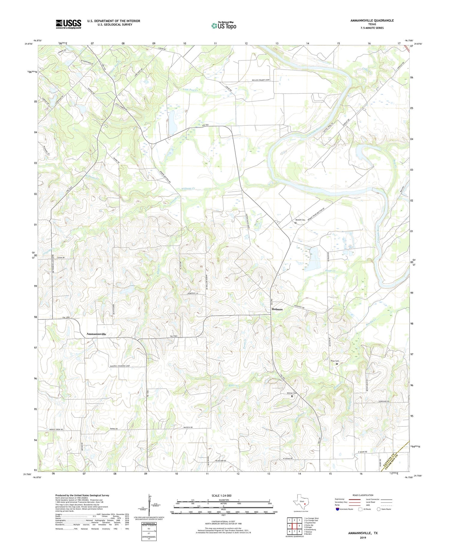 Ammannsville Texas US Topo Map Image