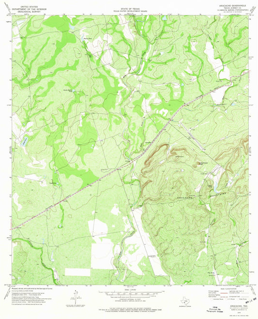 Classic USGS Anacacho Texas 7.5'x7.5' Topo Map Image