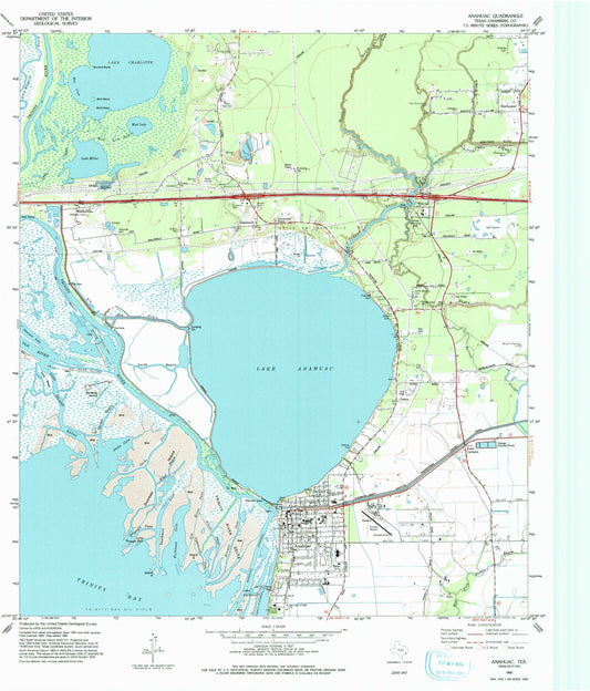 Classic USGS Anahuac Texas 7.5'x7.5' Topo Map Image