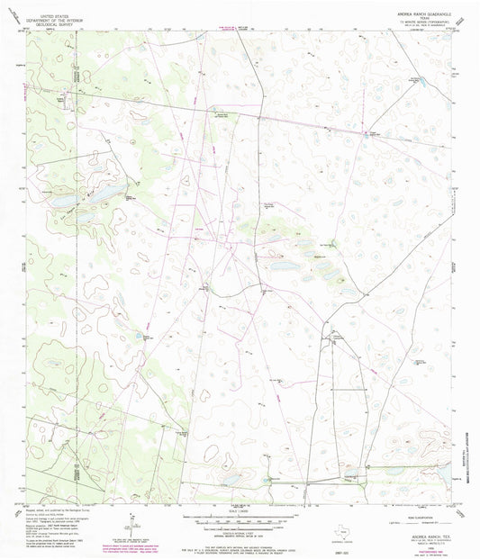 Classic USGS Andrea Ranch Texas 7.5'x7.5' Topo Map Image