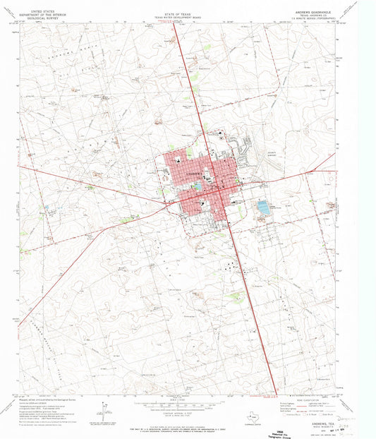 Classic USGS Andrews Texas 7.5'x7.5' Topo Map Image