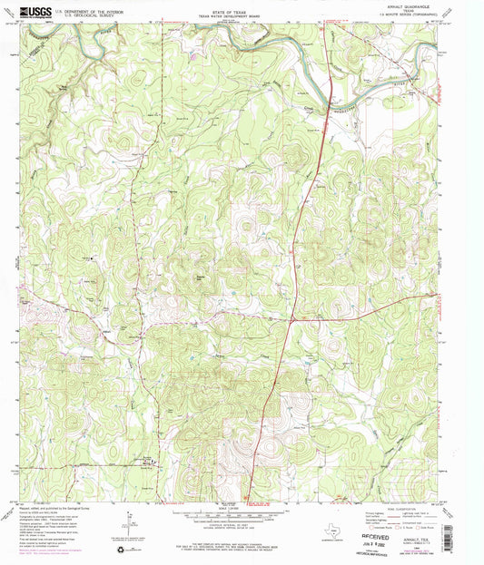 Classic USGS Anhalt Texas 7.5'x7.5' Topo Map Image
