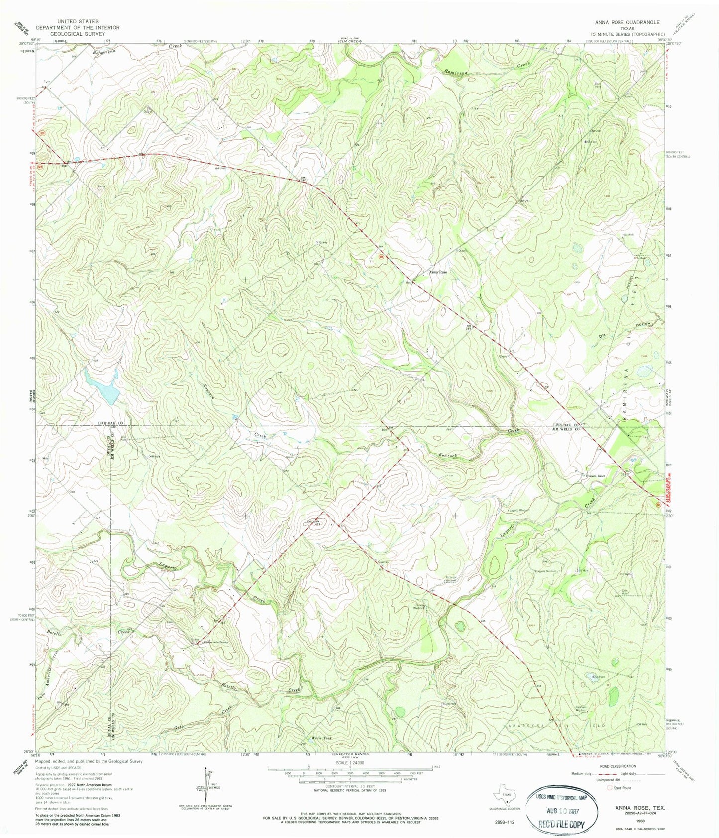 Classic USGS Anna Rose Texas 7.5'x7.5' Topo Map Image