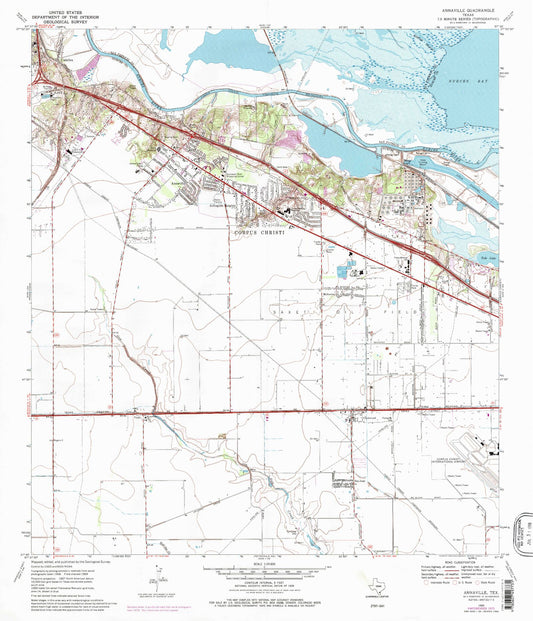 Classic USGS Annaville Texas 7.5'x7.5' Topo Map Image