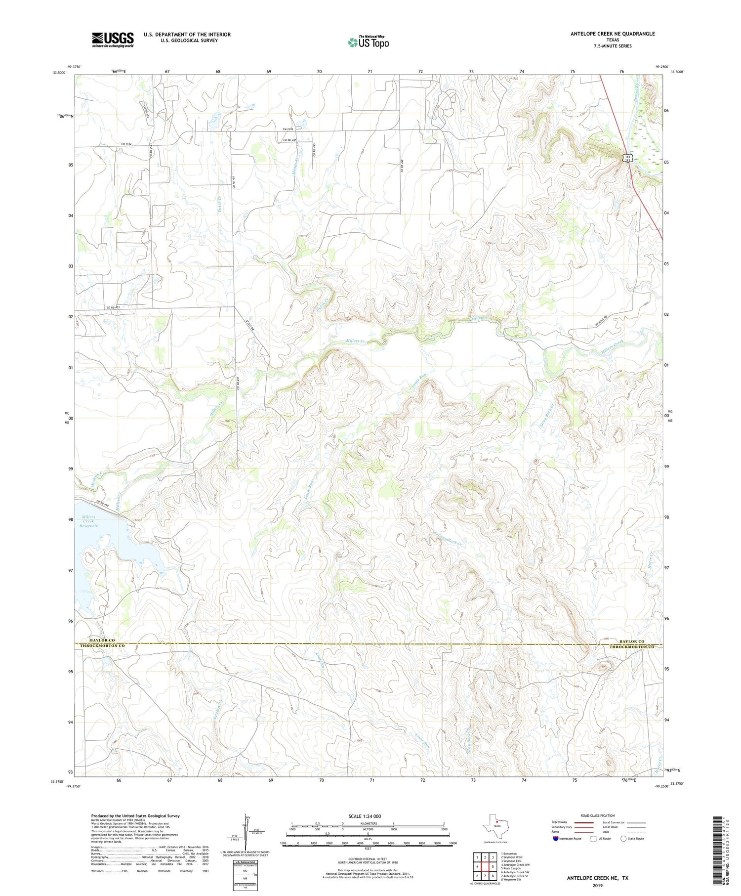 Antelope Creek NE Texas US Topo Map Image