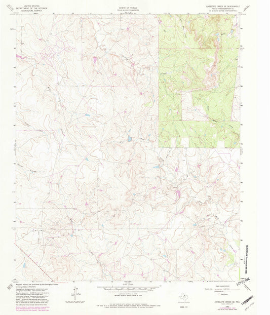 Classic USGS Antelope Creek SE Texas 7.5'x7.5' Topo Map Image