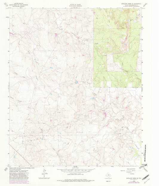 Classic USGS Antelope Creek SE Texas 7.5'x7.5' Topo Map Image