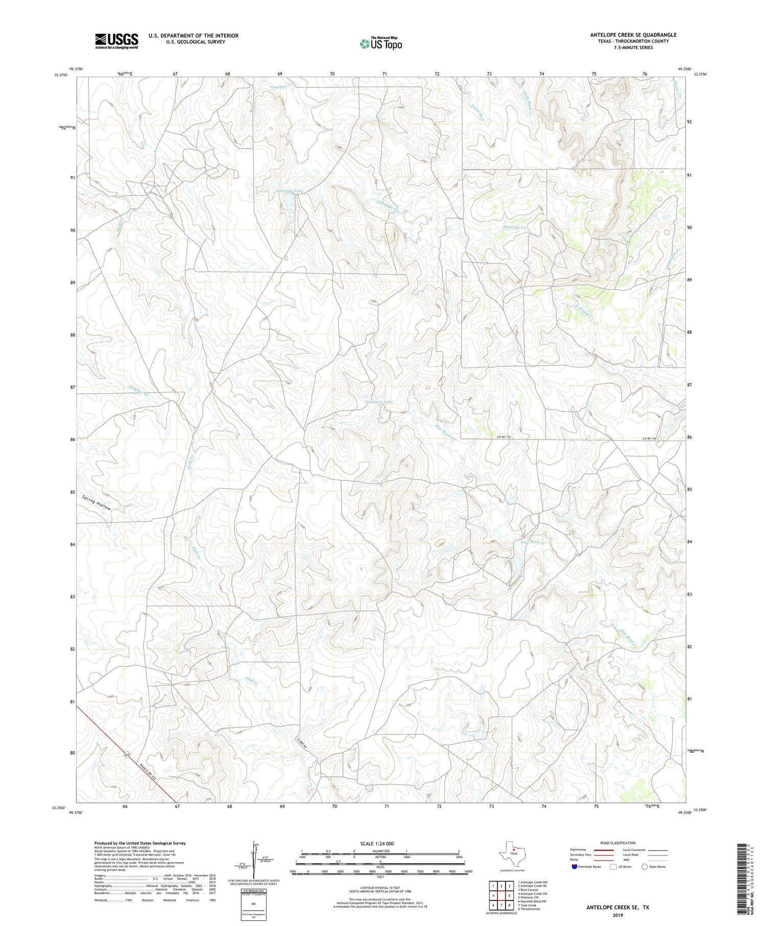 Antelope Creek SE Texas US Topo Map Image