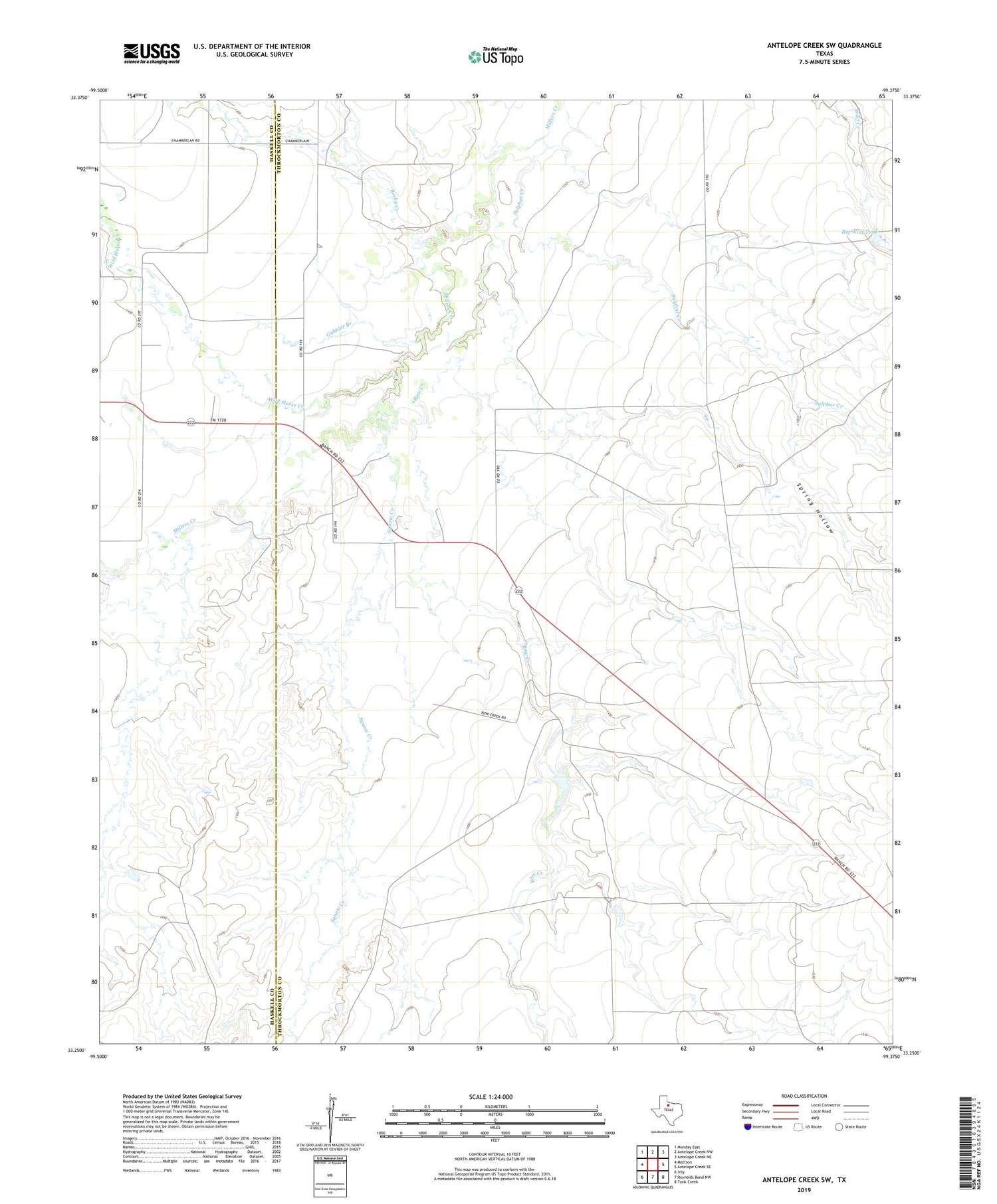 Antelope Creek SW Texas US Topo Map Image