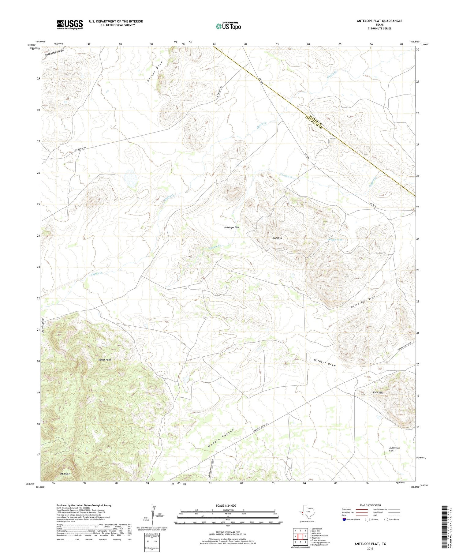 Antelope Flat Texas US Topo Map Image