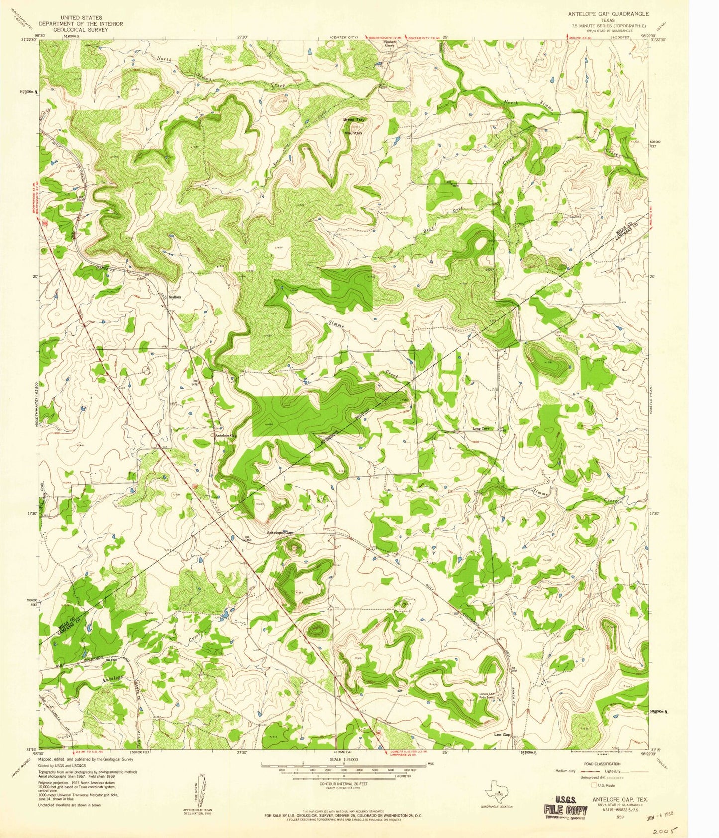 Classic USGS Antelope Gap Texas 7.5'x7.5' Topo Map Image