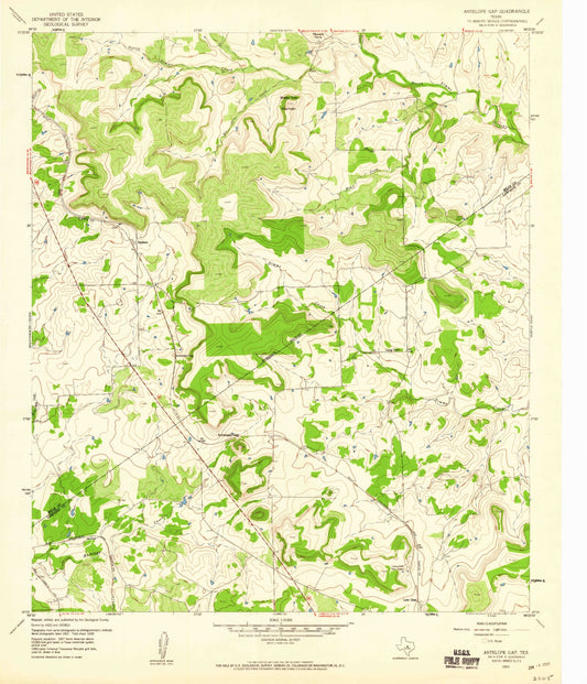 Classic USGS Antelope Gap Texas 7.5'x7.5' Topo Map Image