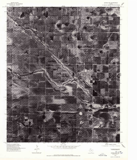 Classic USGS Anton Texas 7.5'x7.5' Topo Map Image