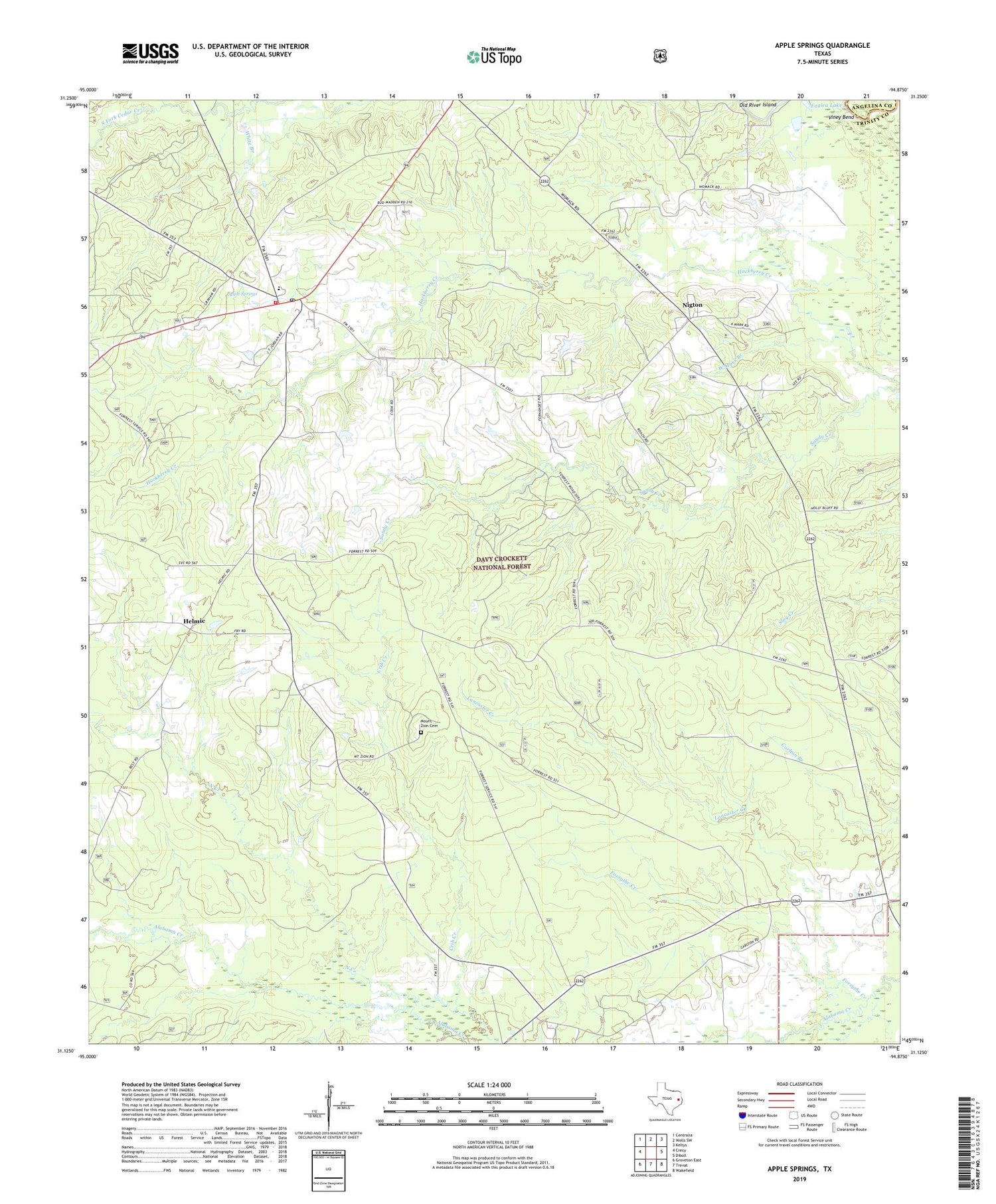Apple Springs Texas US Topo Map Image