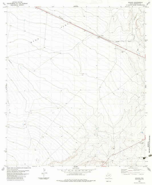 Classic USGS Aragon Texas 7.5'x7.5' Topo Map Image