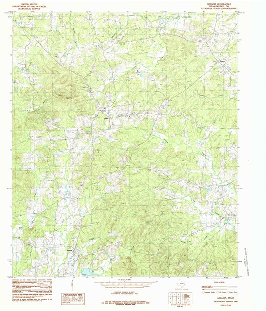 Classic USGS Arcadia Texas 7.5'x7.5' Topo Map Image