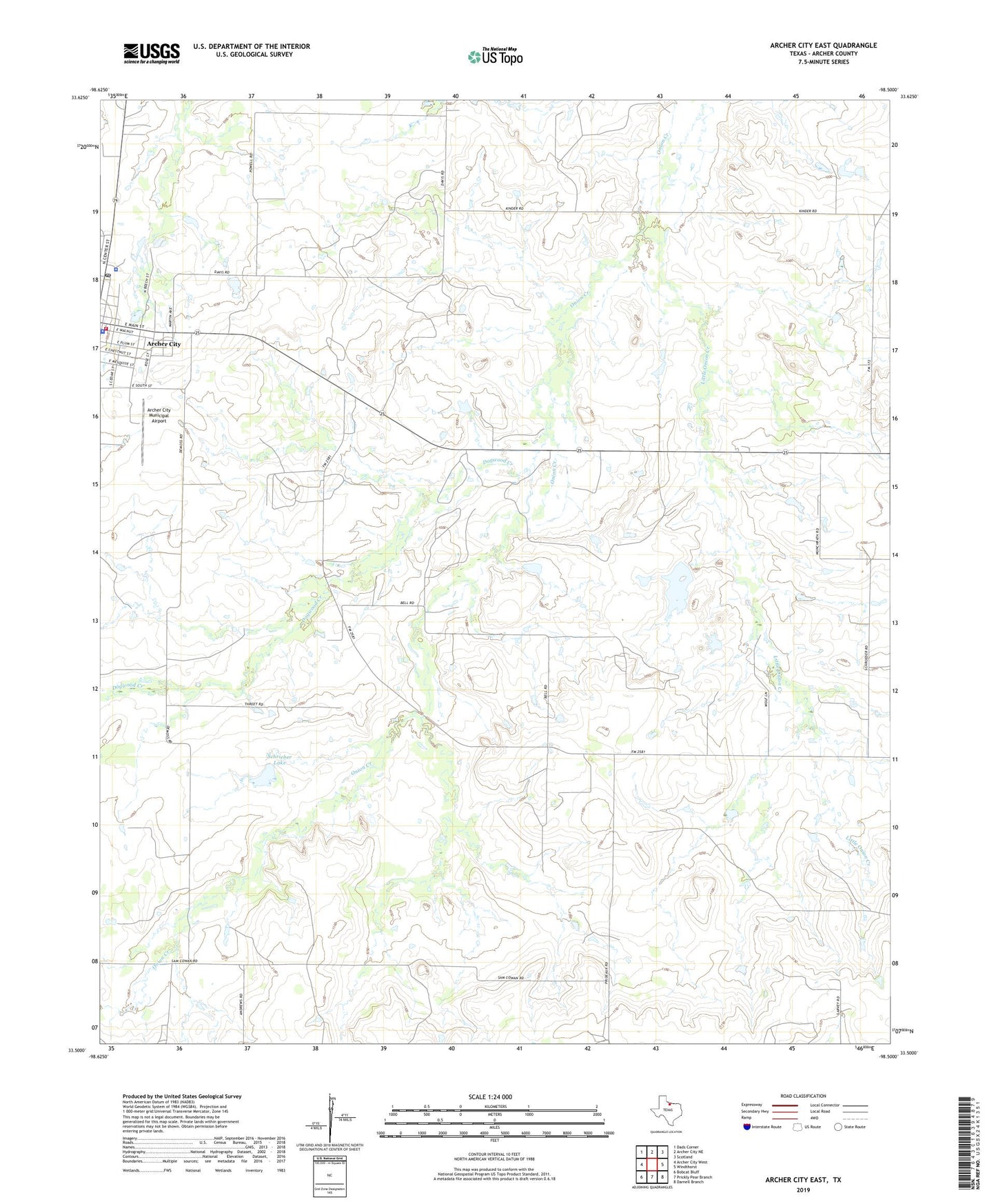 Archer City East Texas US Topo Map Image