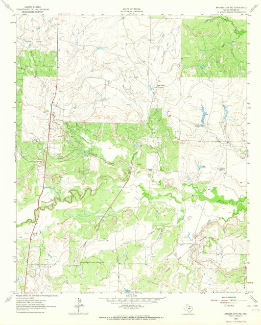 Classic USGS Archer City NE Texas 7.5'x7.5' Topo Map Image