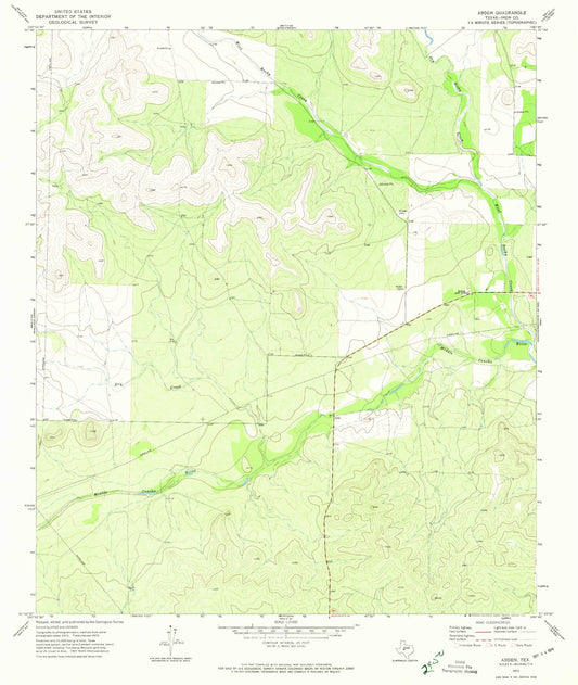 Classic USGS Arden Texas 7.5'x7.5' Topo Map Image
