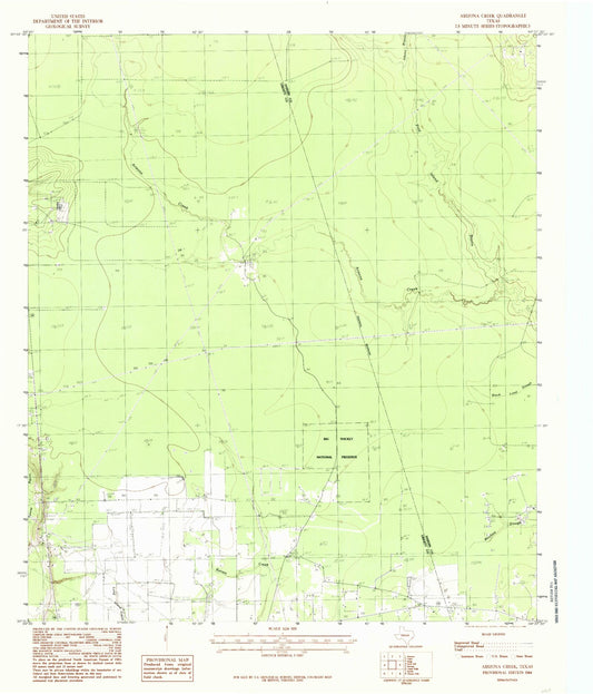 Classic USGS Arizona Creek Texas 7.5'x7.5' Topo Map Image