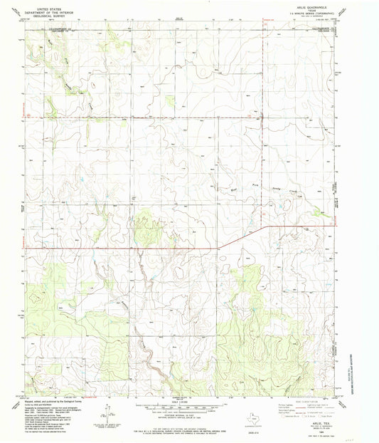 Classic USGS Arlie Texas 7.5'x7.5' Topo Map Image