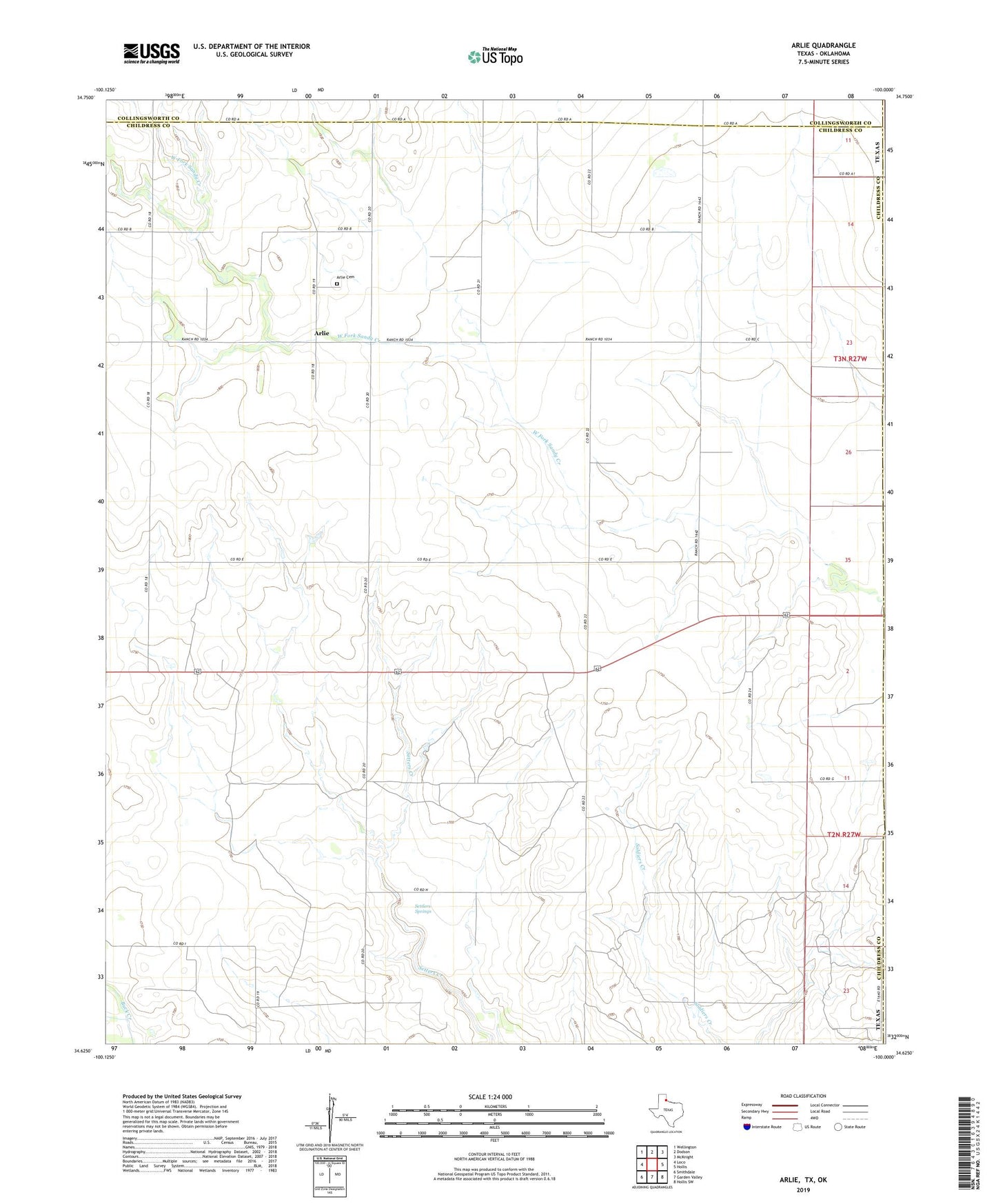 Arlie Texas US Topo Map Image