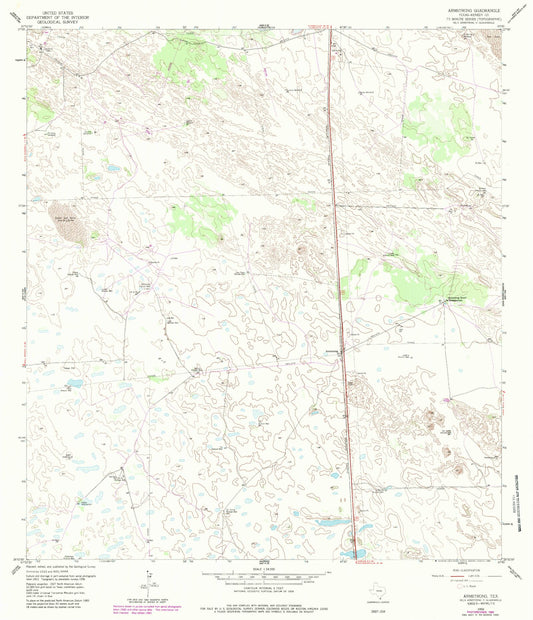 Classic USGS Armstrong Texas 7.5'x7.5' Topo Map Image