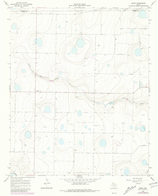 Classic USGS Arney Texas 7.5'x7.5' Topo Map Image