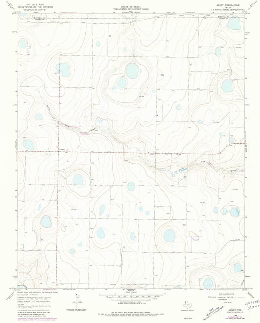 Classic USGS Arney Texas 7.5'x7.5' Topo Map Image