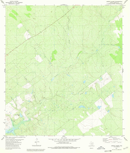 Classic USGS Arroyo Burro Texas 7.5'x7.5' Topo Map Image