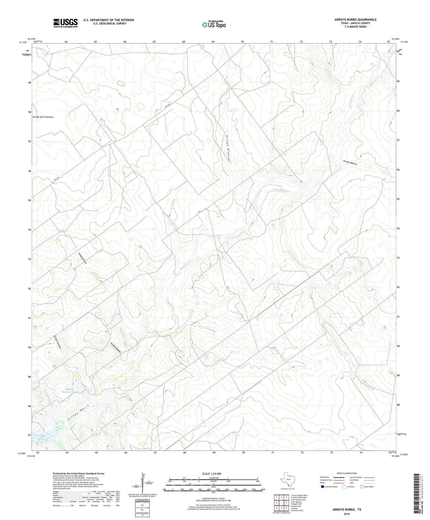 Arroyo Burro Texas US Topo Map Image