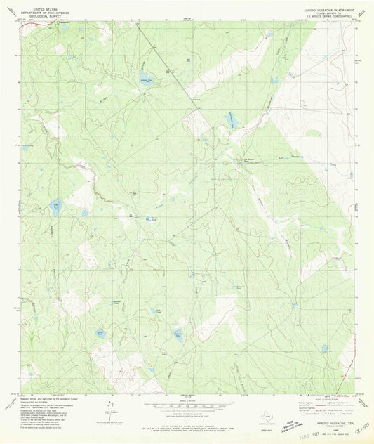 Classic USGS Arroyo Huisache Texas 7.5'x7.5' Topo Map Image