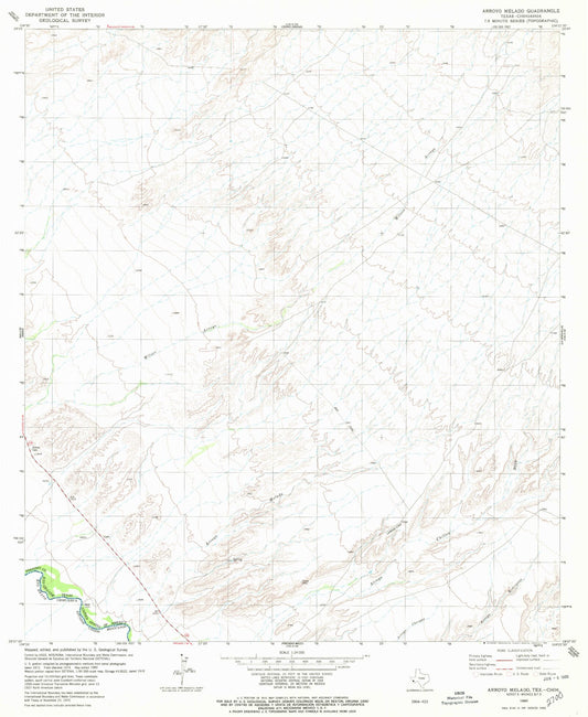 Classic USGS Arroyo Melado Texas 7.5'x7.5' Topo Map Image