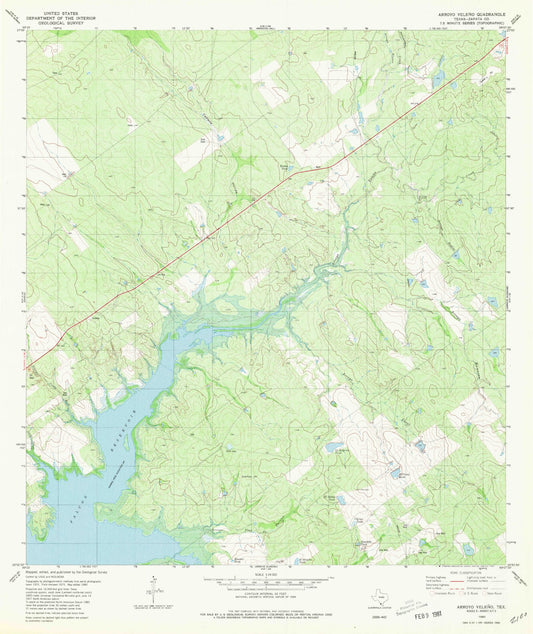 Classic USGS Arroyo Veleno Texas 7.5'x7.5' Topo Map Image