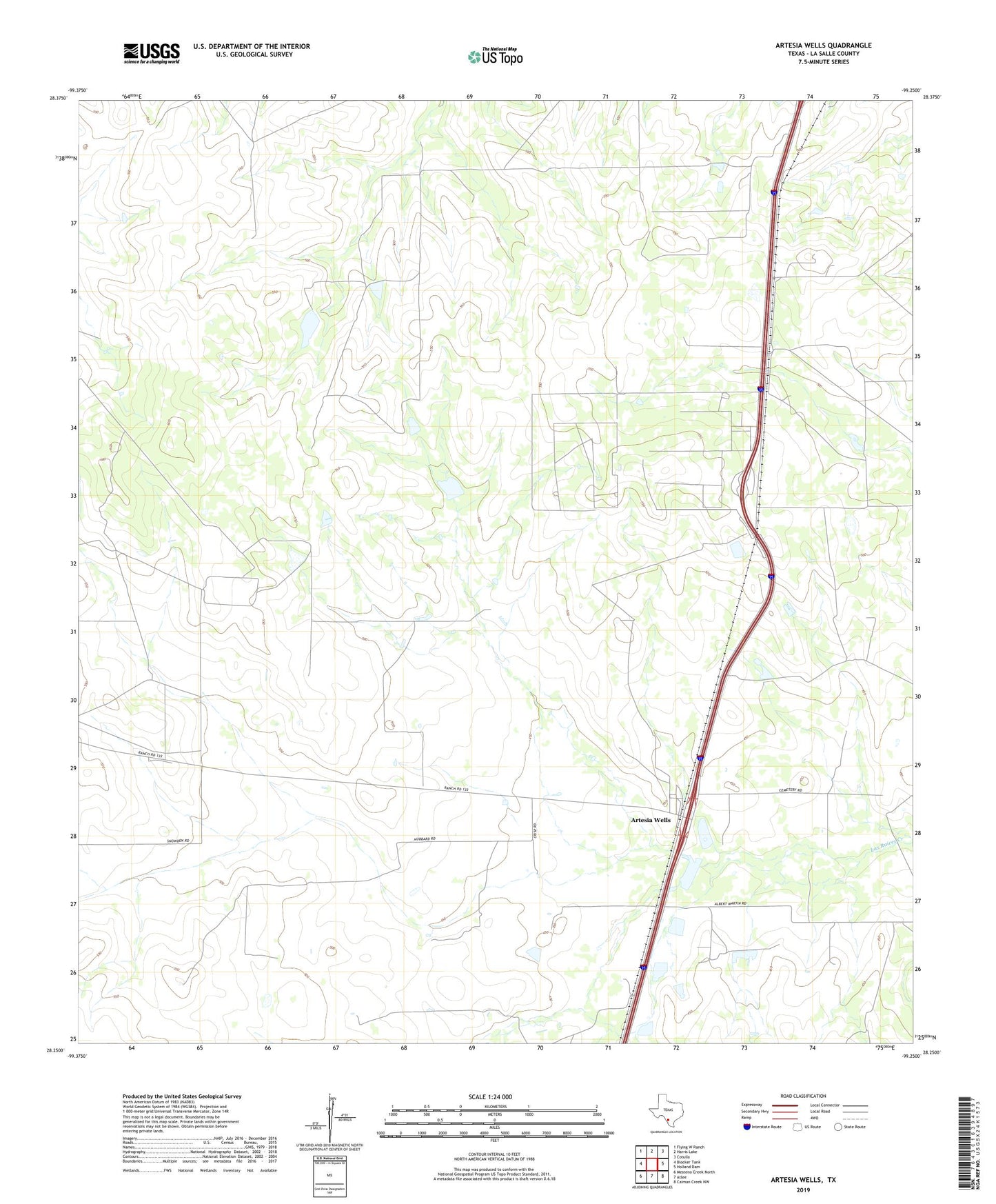 Artesia Wells Texas US Topo Map Image