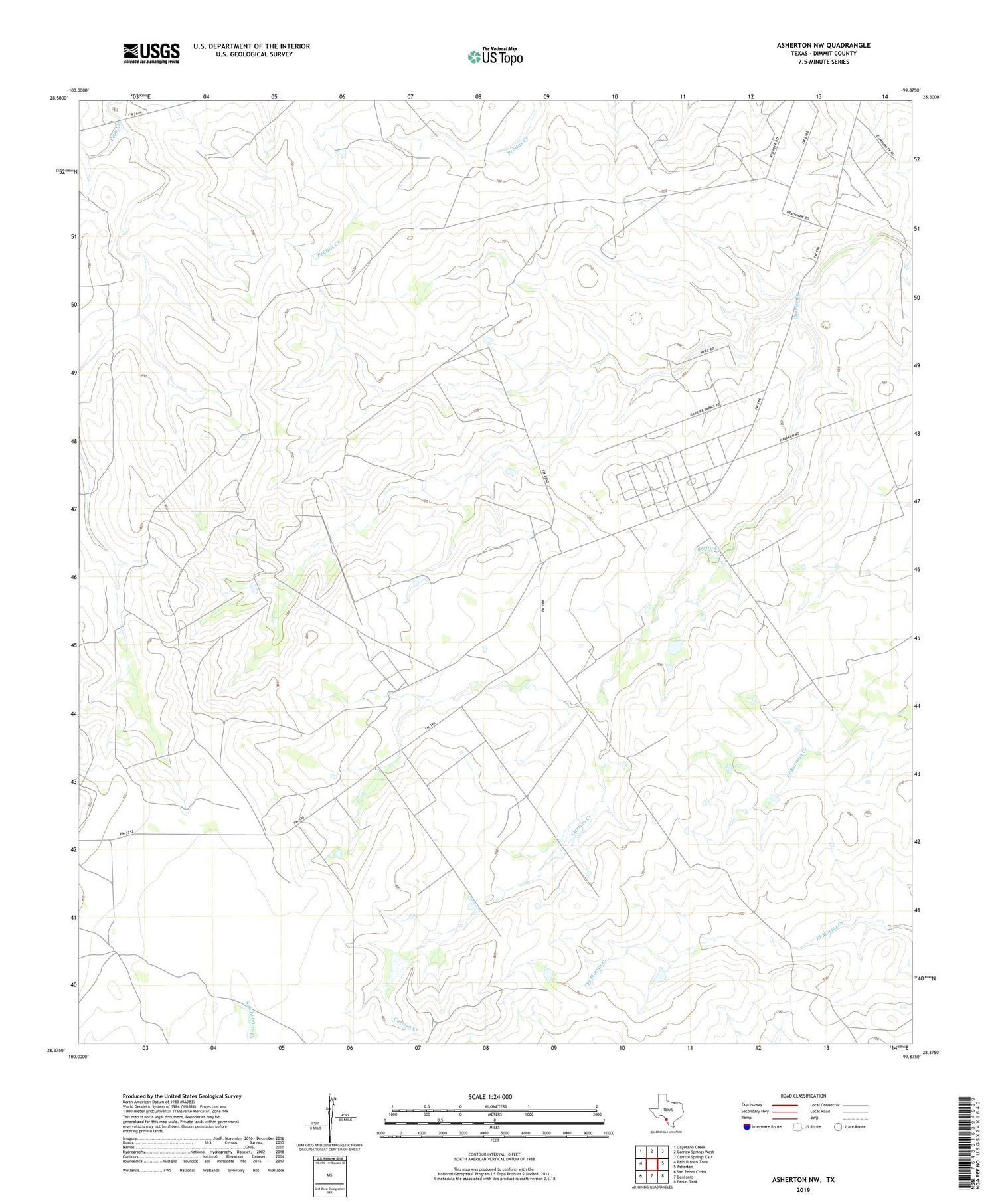 Asherton NW Texas US Topo Map Image
