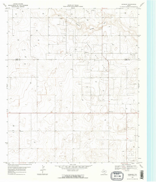 Classic USGS Ashmore Texas 7.5'x7.5' Topo Map Image
