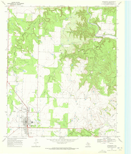 Classic USGS Aspermont Texas 7.5'x7.5' Topo Map Image