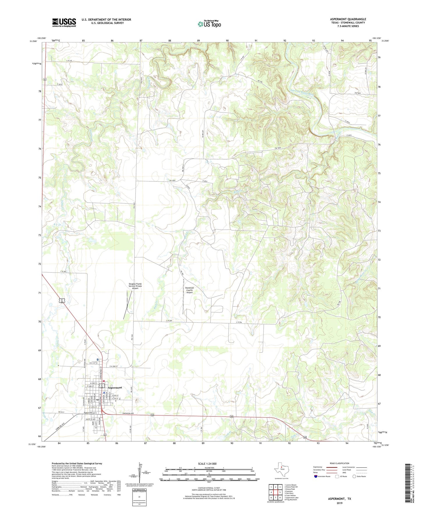 Aspermont Texas US Topo Map Image