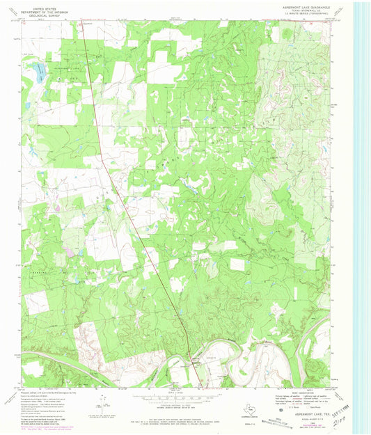 Classic USGS Aspermont Lake Texas 7.5'x7.5' Topo Map Image