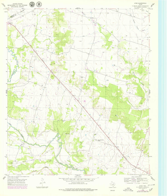 Classic USGS Ater Texas 7.5'x7.5' Topo Map Image