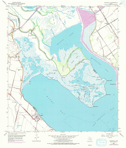 Classic USGS Austwell Texas 7.5'x7.5' Topo Map Image