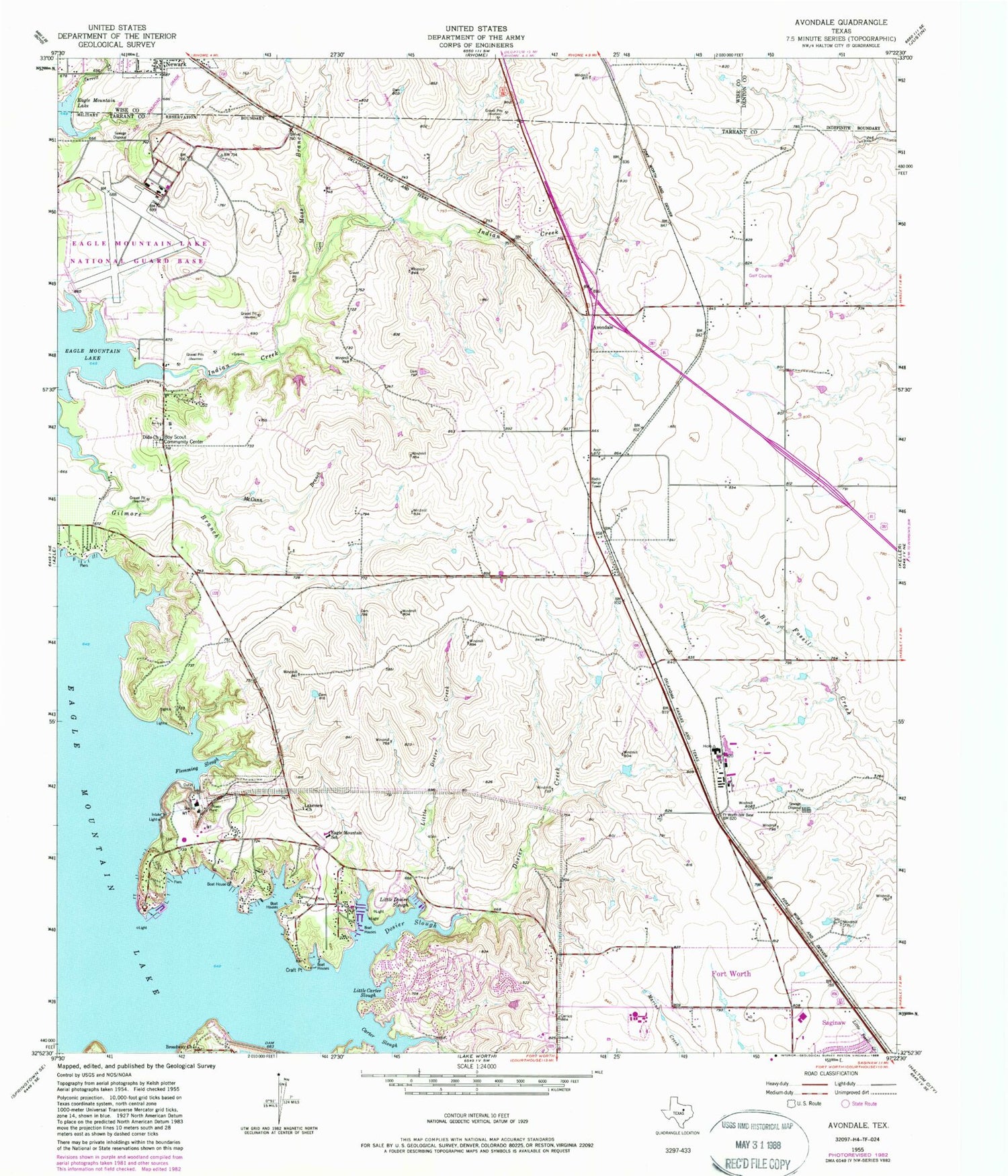 Classic USGS Avondale Texas 7.5'x7.5' Topo Map Image