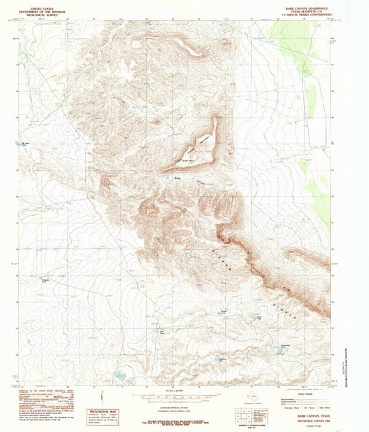 Classic USGS Babb Canyon Texas 7.5'x7.5' Topo Map Image